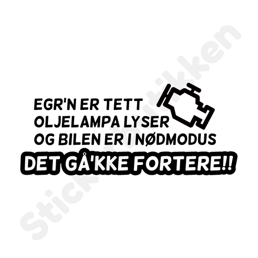 EGR'n er tett, oljelampa lyser